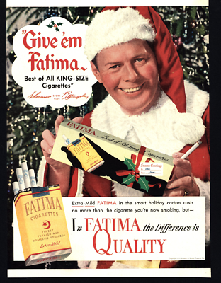 holiday cigarettes 1951 FATIMA CIGARETTES CHRISTMAS HOLIDAY CARTONS VINTAGE MAGAZINE PRINT AD