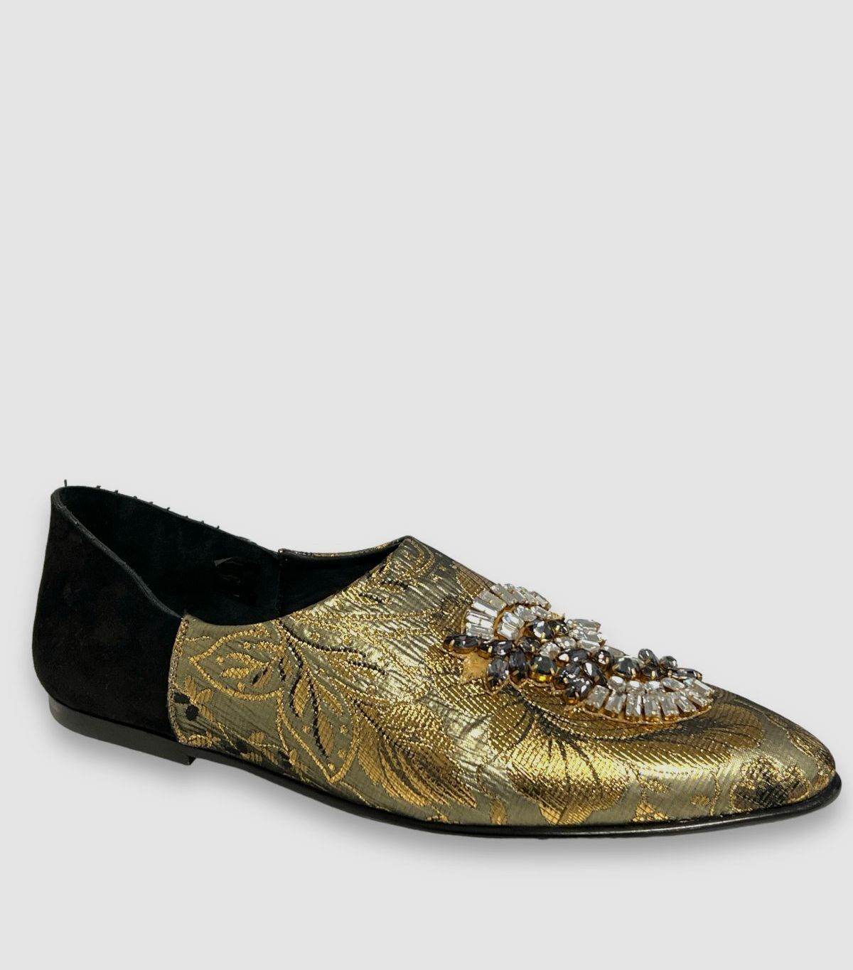 PANTOFOLA D’ORO Pantofole jacquard Dolce & Gabbana nere da uomo Jason damascate $3545 taglia 9