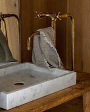 Unlacquered Solid Brass Bridge Faucet, Elephant Nose, Vintage Sink Faucet,