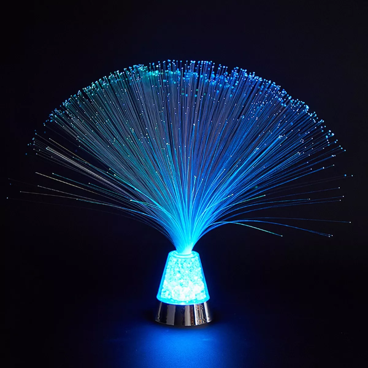 Fibre Optic Colour Changing Lamp with Battery Powered Crystal Filled Base Color