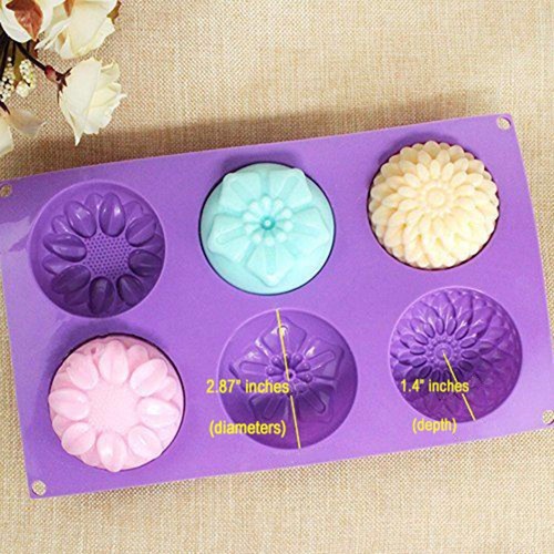 6 Cavity Sunflower Silicone DIY Handmade Soap Candle Cake Candy Mold Mould Tool - Picture 2 of 2