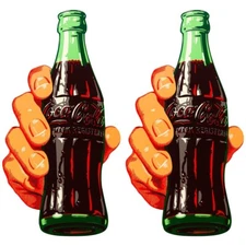 Coca-Cola Contour Hand and Bottle Vinyl Sticker Set Of 2, Officially Licensed