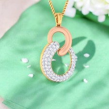Pave 0.95 Cts F/VS Round Brilliant Cut Natural Diamonds Necklace 14K Yellow Gold