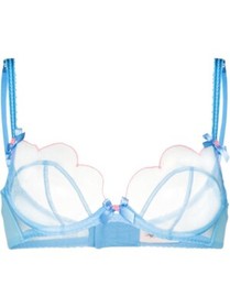 AGENT PROVOCATEUR RARE LORNA BLUE/PINK BRA 32A/C SUSPENDER & BRIEF 3 MEDIUM BNWT