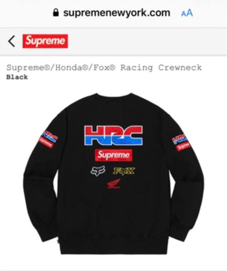 Supreme Honda Fox Racing Crewneck black size M new unused | eBay