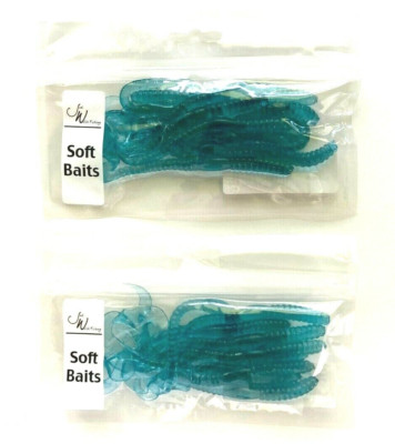 2 PACKS Jed Welsh 5 1/2'' Curly Tail Nightcrawler Blue Ice 10 Count Package