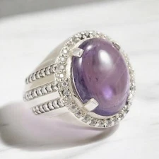 Amethyst Oval Cut Gemstone With 925 Sterling Silver Ring For Men's #644