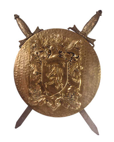 Scottish Rampant Lion Shield & Sword Wall Plaque Large Dia 122cm 2.1kg Vintage