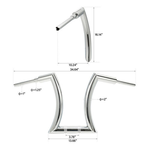 14'' 16" 20" Rise 2" Hanger Handlebar Risers For Harley Sportster Softail Dyna - Foto 20 di 23