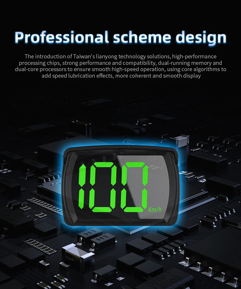 Car HUD Digital Smart GPS Speedometer Head Up Display KMH Accessory Truck Bikes - Image 3 of 4