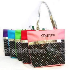 Stylish Girls Kids Nylon Dance Tote Bag Laser Sequined Silver Metallic Sequin