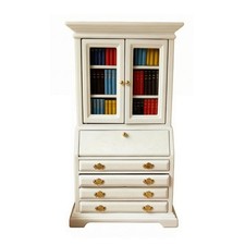 Miniature Bookcase Cabinet Openable Doors and Drawers 1:12 Scale Cabinet