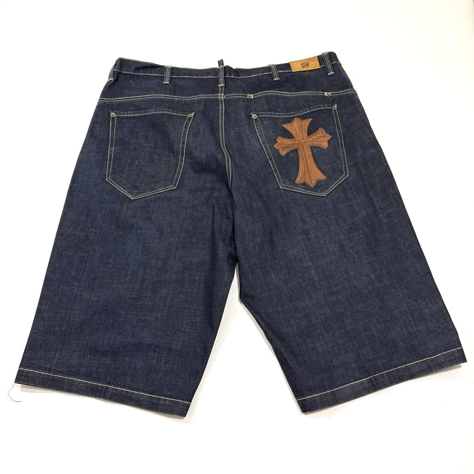 Vintage Y2K Sean John Baggy Jean Shorts Mens 42 Embroidered Cross Hip-Hop Jorts