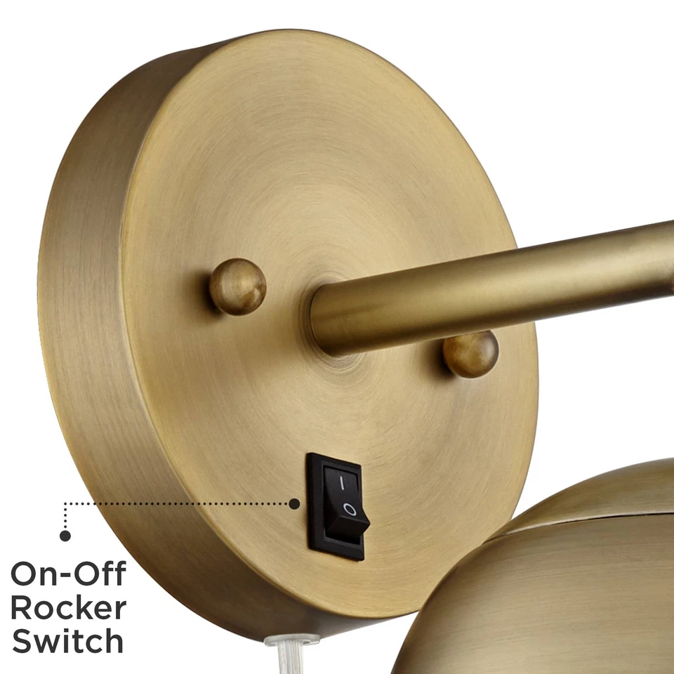 Juego de 2 Lámparas de Pared Modernas Luna Enchufables Latón 5 1/2" Accesorio Vidrio Esmerilado Casa Foto 3 de 4