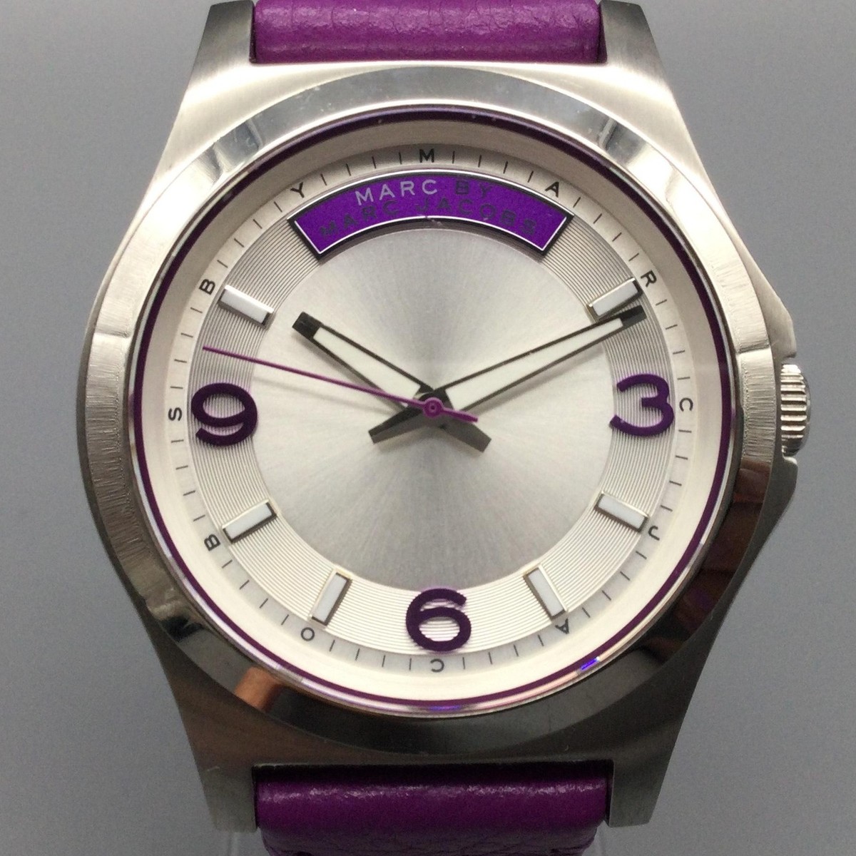 Marc By Marc Jacobs Women Watch 41mm Silver Tone Purple Leather
