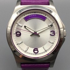 Marc By Marc Jacobs Women Watch 41mm Silver Tone Purple Leather New Battery