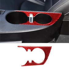 Red Carbon Fiber Interior Water Cup Holder Cover Trim For Chevrolet Camaro 17-19