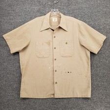 VINTAGE Big Mac Jc Penney Work Shirt Mens L Large Beige Button Up Collared
