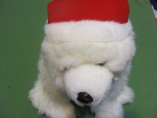 Vintage KIDS OF AMERICA Polar Bear with Santa Hat Plush Stuffed Animal 18"