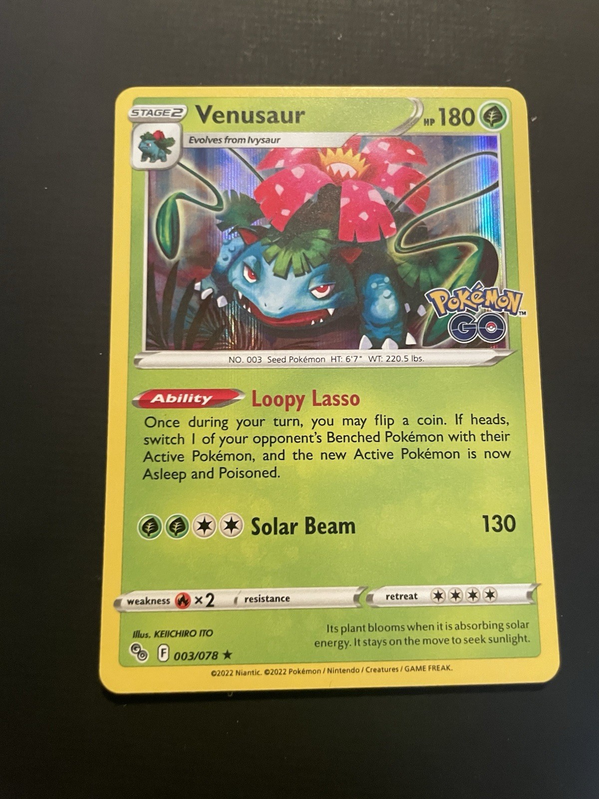 Pokemon TCG Venusaur 003/078 Holo Pokemon Go Set NM Condition