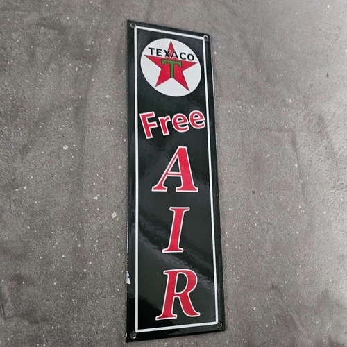 VINTAGE TEXACO FREE AIR OLD US GASOLINE OIL GAS PUMP ENAMEL PORCELAIN SIGN
