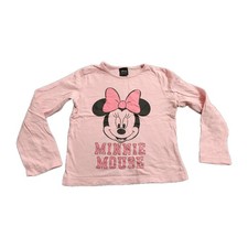 🤩 Langarmshirt Gr. 122 Primark rosa m. Minnie Mouse Print & Schriftzug