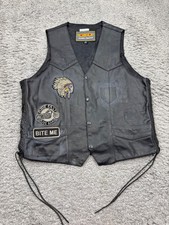 UNIK Leather Vest Men Large Black Gunslinger Anarchy Motorcycle Biker Grudge