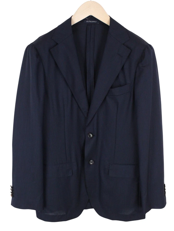 SUITSUPPLY Havana Suit UK38R Men's Navy Slim 2Pc Wool Silk Blend Melange - Image 2 of 4