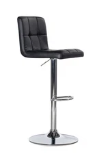 Black Quilted Faux Leather & Chrome Adjustable Height Barstool, Standard