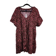 Old Navy Swing Dress Women XL Petite Burgundy Floral Boho Casual Tiered Everyday