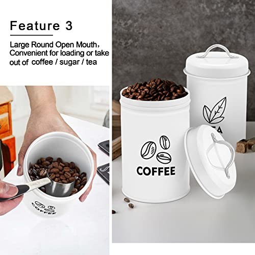 Canister Sets for Kitchen Counter Pcs Coffee Sugar Tea Kitchen 3 White - Picture 4 of 7