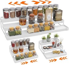 Expandable Spice Rack Organizer for Cabinet - 3 Tier Adjustable Cabinet Spice Or