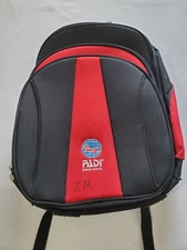 PADI Diving Gear Bag Backpack Durable Black Red Multi Pockets Zippers *