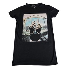 PrettyLittleThing 2Pac Tupac Shakur Graphic T-Shirt Dress Black Women US 6 UK 10