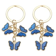 2Pcs Butterfly Keychain for Women Cute Butterfly Keychain Chain Blue