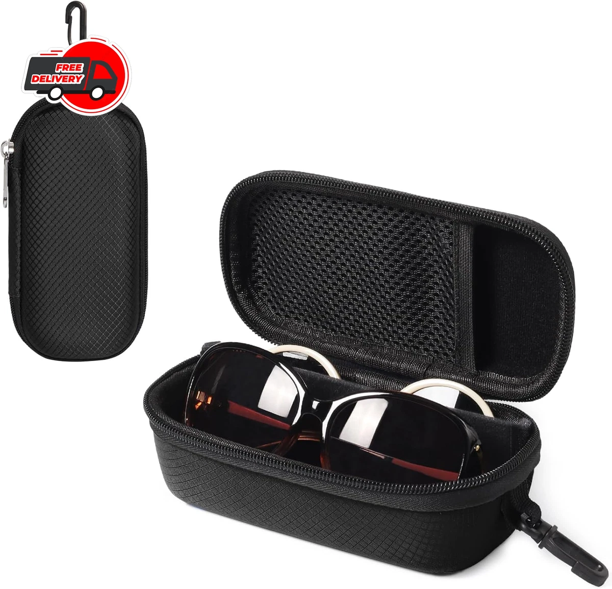 2-in-1 Dual Hard Medium Eyeglass Travel Case for Two Frames, Microfiber Cloth Double Eyeglass Cases | eBay main image 4