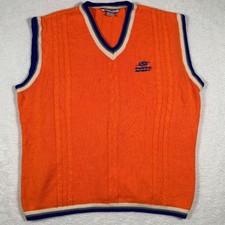 90  s Vintage Orange Blue GUESS Sport USA Sleeveless Sweater Vest XL