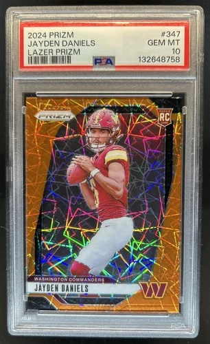2024 Panini Prizm Jayden Daniels RC Lazer Rookie #347 Commanders PSA 10 GEM MINT