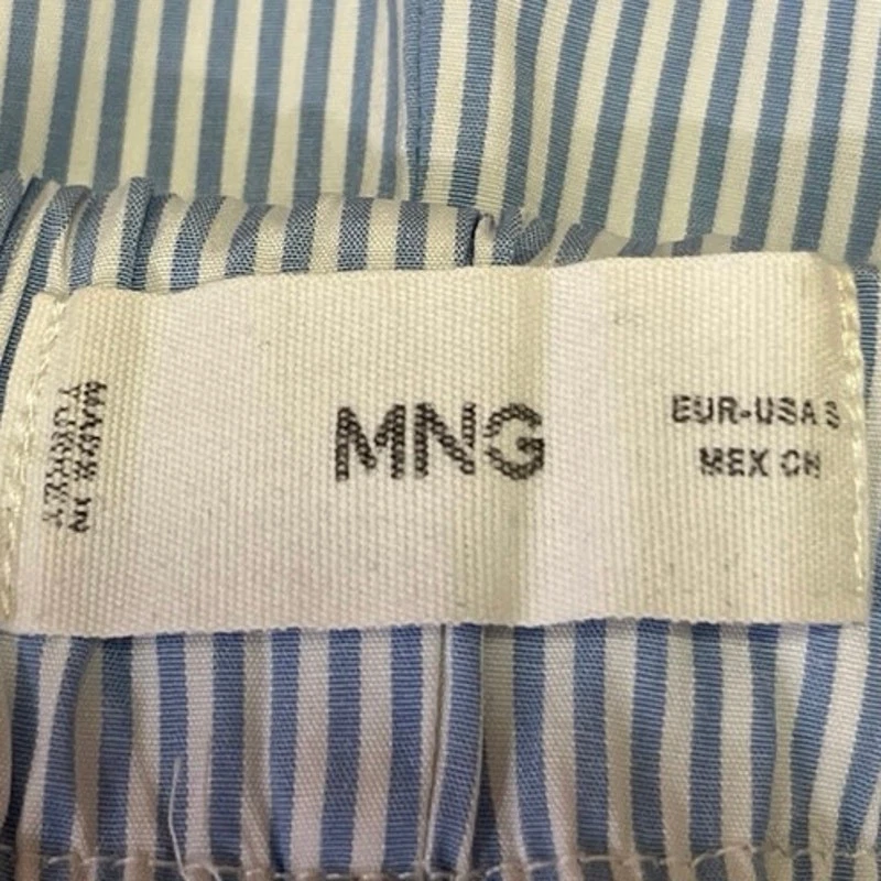 Pantalones Cortos Informales MNG Para Mujer Azul Blanco A Rayas Cintura Alta Talla S Foto 4 de 4