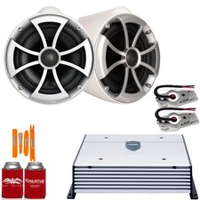 Wet Sounds ICON8W-SXM Tower Speakers w/ Swivel Base Mount & HTX2 Amplifier