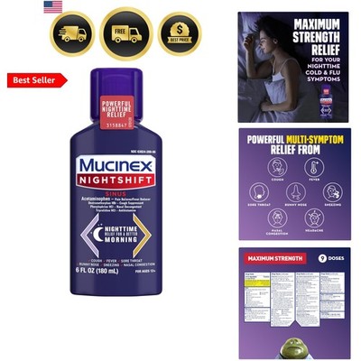 Nightshift Sinus, Cold And Flu Cough Medicine For Adults, Powerful Nighttime ...