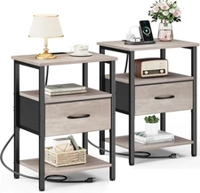 Vagusicc Night Stand Set of 23.8"H x 15.4"D x 11.5"W, Greige 