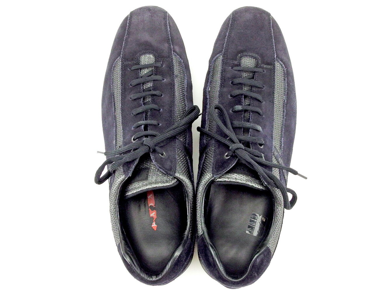 PRADA Black Nylon Leather Sneakers Sports Shoes c2944s