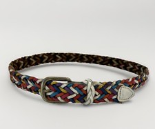 Womens Vtg Belt Weave Braided leather Small Medium 80s 90s multicolor Rainbow