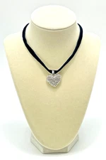 Lele Sadoughi x Marilyn Monroe Choker Reproduction Jet Velvet Pave Heart NWT