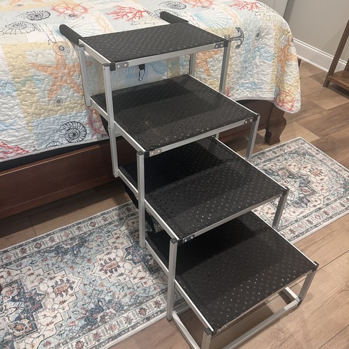 PetRuna 4-Step Foldable Pet Dog Ramp Ladder Stairs for SUV Truck Car Large Dogs