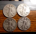 WALKING LIBERTY HALF COLELCTORS LOT 1934 35 37 42 90% SILVER $2 FACE