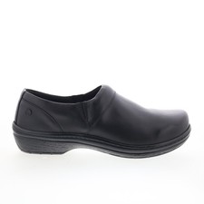 Klogs Mission 11152021 Womens Black Leather Slip On Clog Flats Shoes