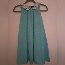 Polo Ralph Lauren Girls' Aqua Gingham Dress with Crochet Collar Sz 16