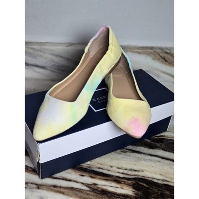 Kaari Blue Jessica Pastel Tie Dye Pointed Toe Flats Womens 7M Yellow Pink Blue